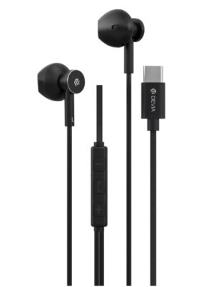 Devia - USB-C Metal Earphones with Microphone & Volume Control - Black