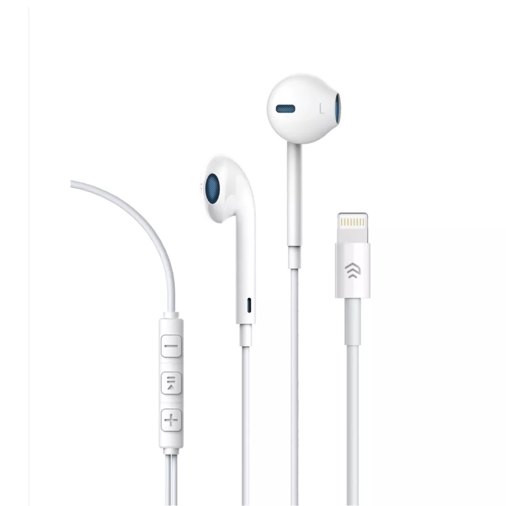 Devia - Non-MFI Lightning Bluetooth Earphones with Microphone & Volume Control - White